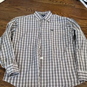 Men's Faconnable Plaid Shirt in Brown and White